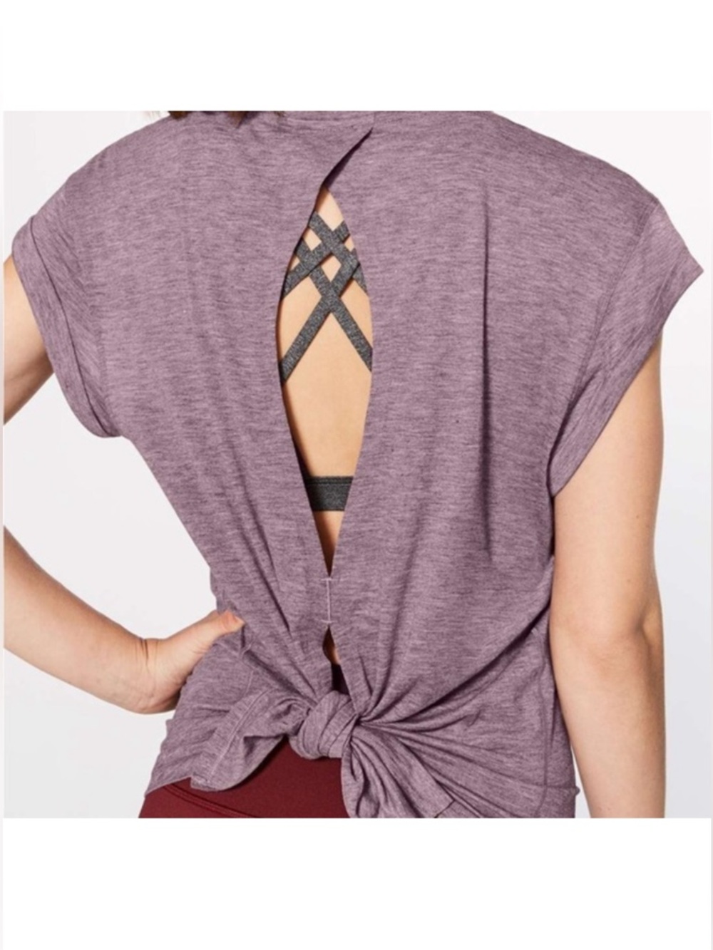 Lululemon Box It Out Short Sleeve Tie Back Tee Oxblood L